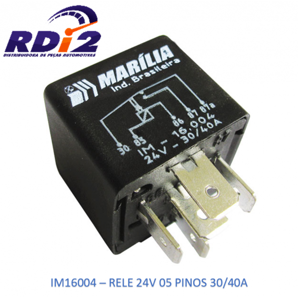 RELE 24V 05 PINOS AUXILIAR 30/40A REVERSOR UNIVERSAL COM SUPORTE - IM